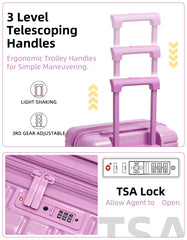 Airline-approved Larvender 20-inch suitcase featuring TSA security lock and collapsible storage design