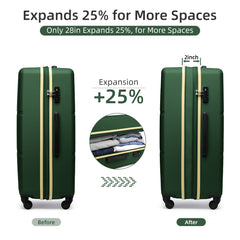 Hard Shell Travel Bags Luggage Carry-on Set Forest Green