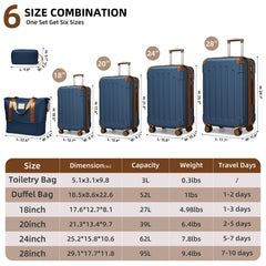 Hardside Luggage Set 6 piece  With Duffel & Toiletry Bag Blue