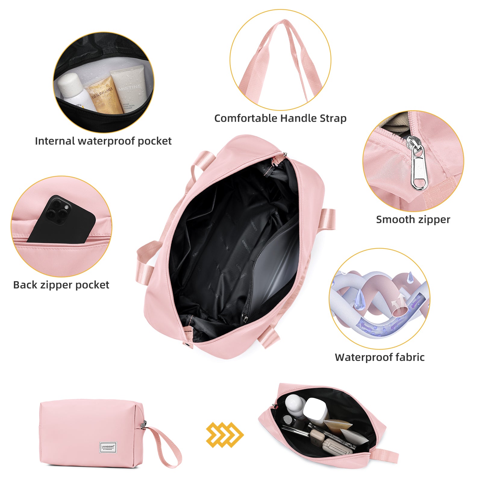 PP Material Hard Side Travel Carry On Vintage Luggage Bags Pink