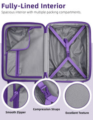 Larvender 20-inch cabin luggage, airline compliant, equipped with TSA lock and collapsible body