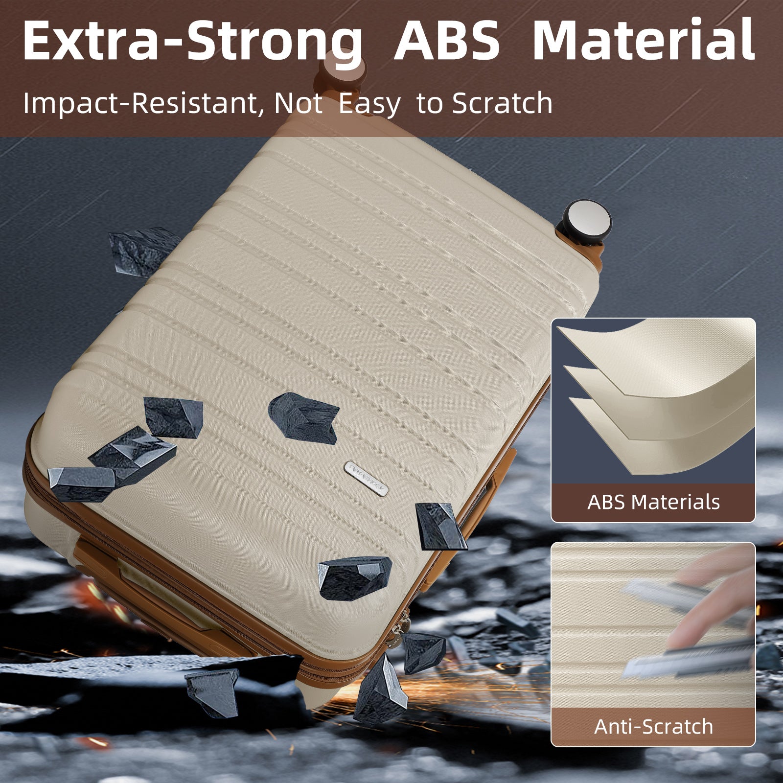 Suitcase Luggage Sets Classic Travel Bags 5 Pieces Beige