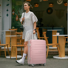 20/24/28 Inch PP Hard Shell Luggage 5 Piece Pink
